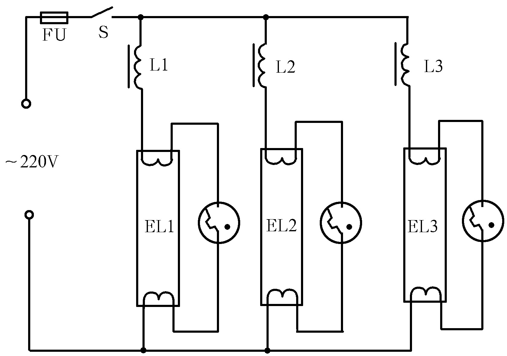 第7節(jié)　三管熒光燈照明電路